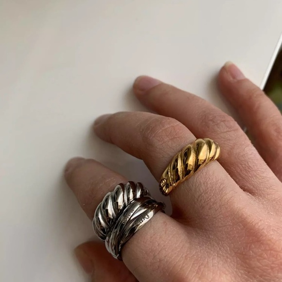 Gold Plated Croissant Dome Ring - Picture 7 of 7